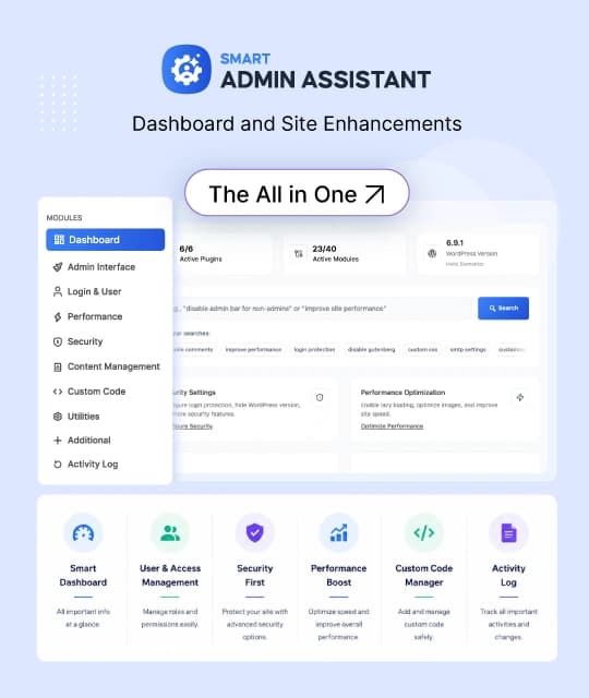 Smart Admin Assistant interface preview