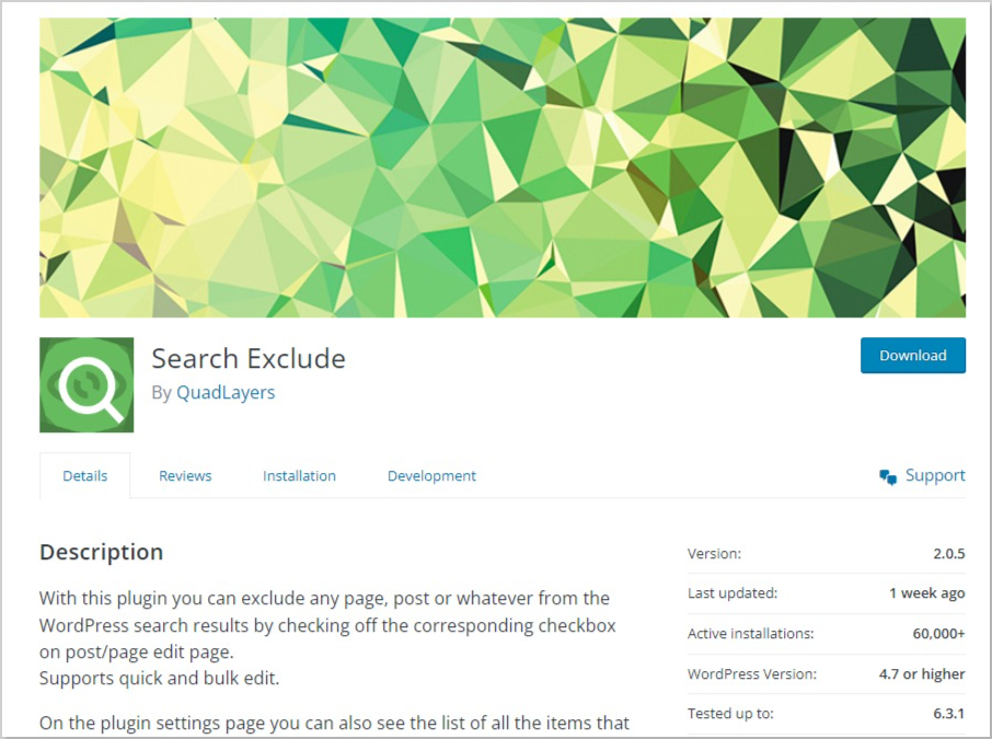 search exclude wordpress plugin