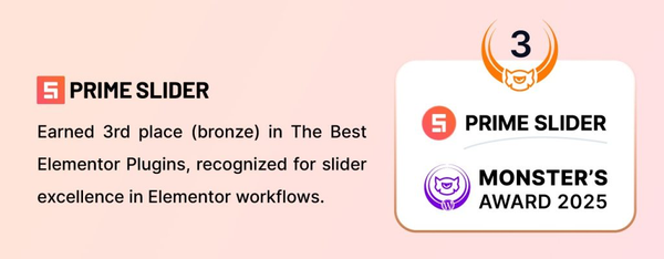Best Elementor Plugins category at Monster’s Award Best Elementor Plugins category at Monster’s Award