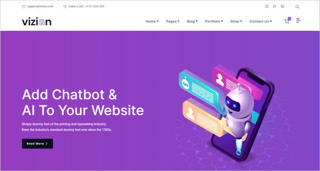 best ai wordpress themes - vizion