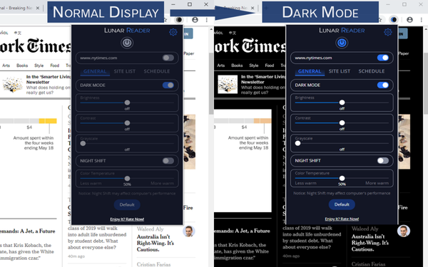 Comparison of normal and dark mode Comparison of normal and dark mode