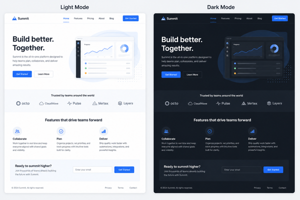 Website design comparison: light and dark Website design comparison: light and dark