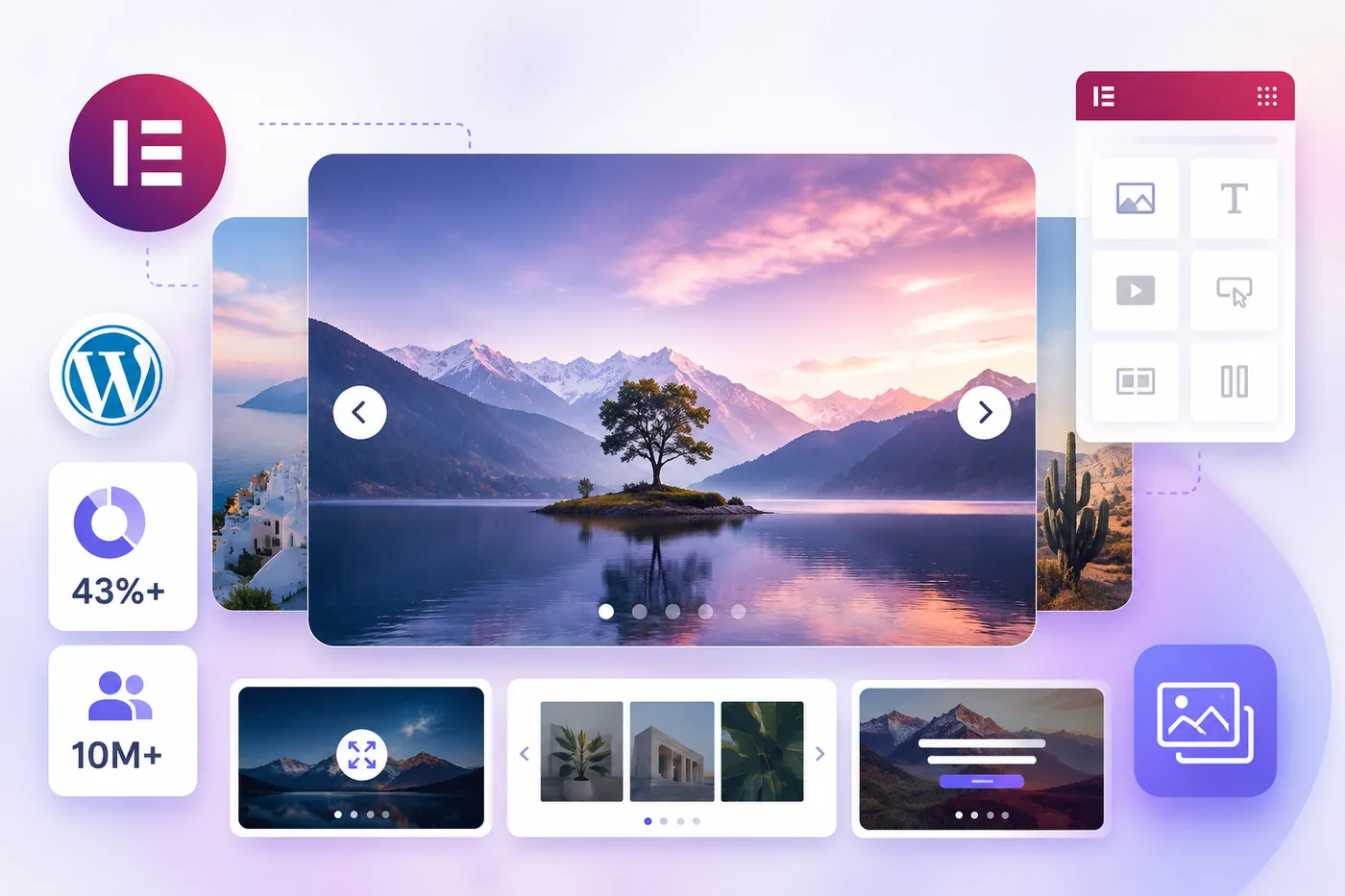 Elementor image slider displayed across desktop, tablet, and mobile devices