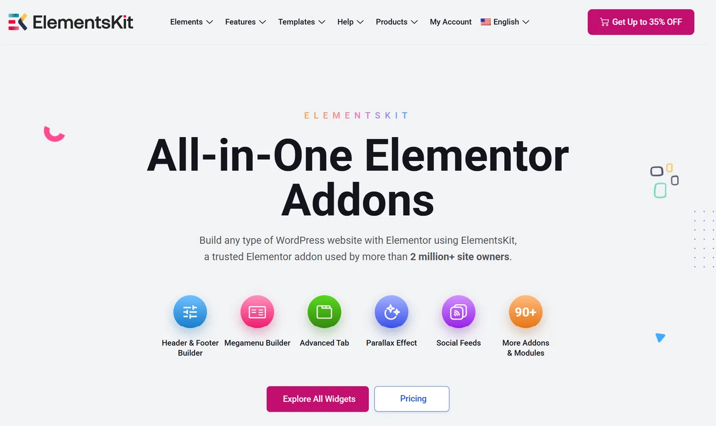 ElementsKit all-in-one Elementor addons homepage