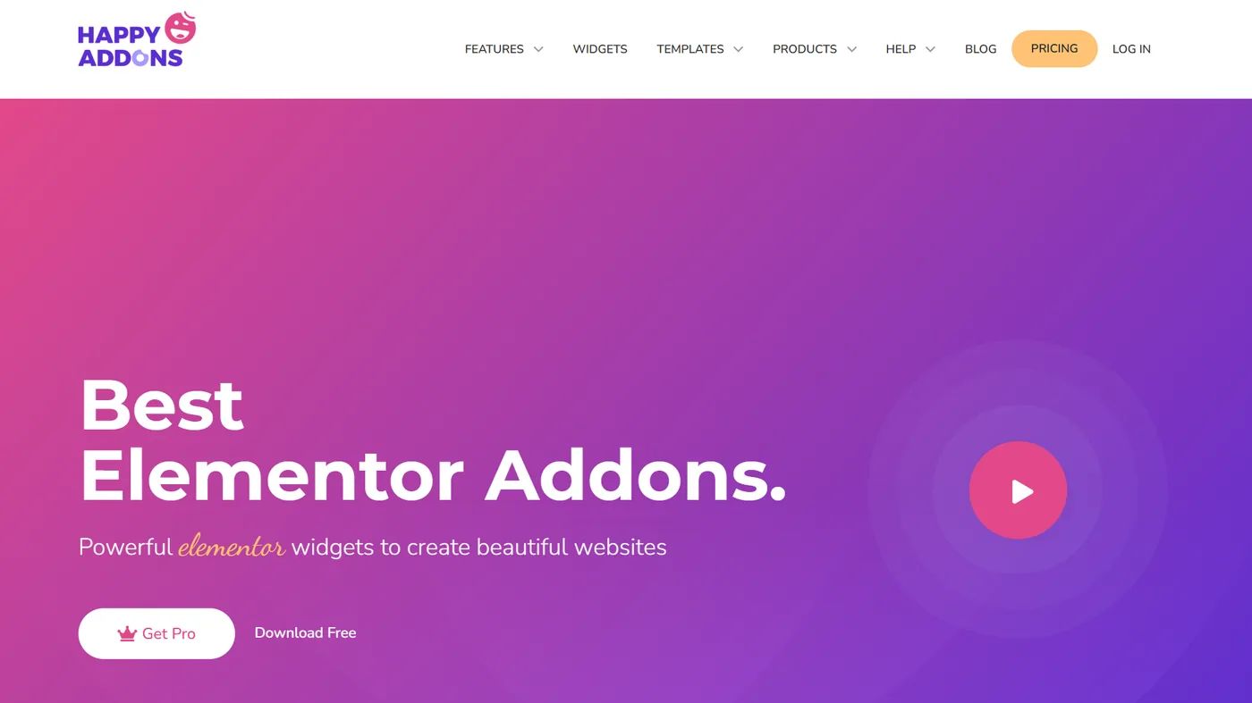 Happy Addons for Elementor homepage
