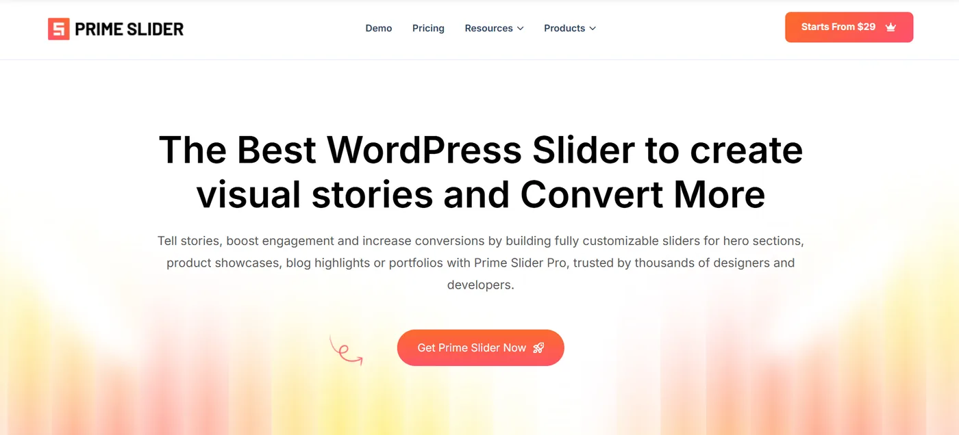 Prime Slider WordPress slider plugin homepage