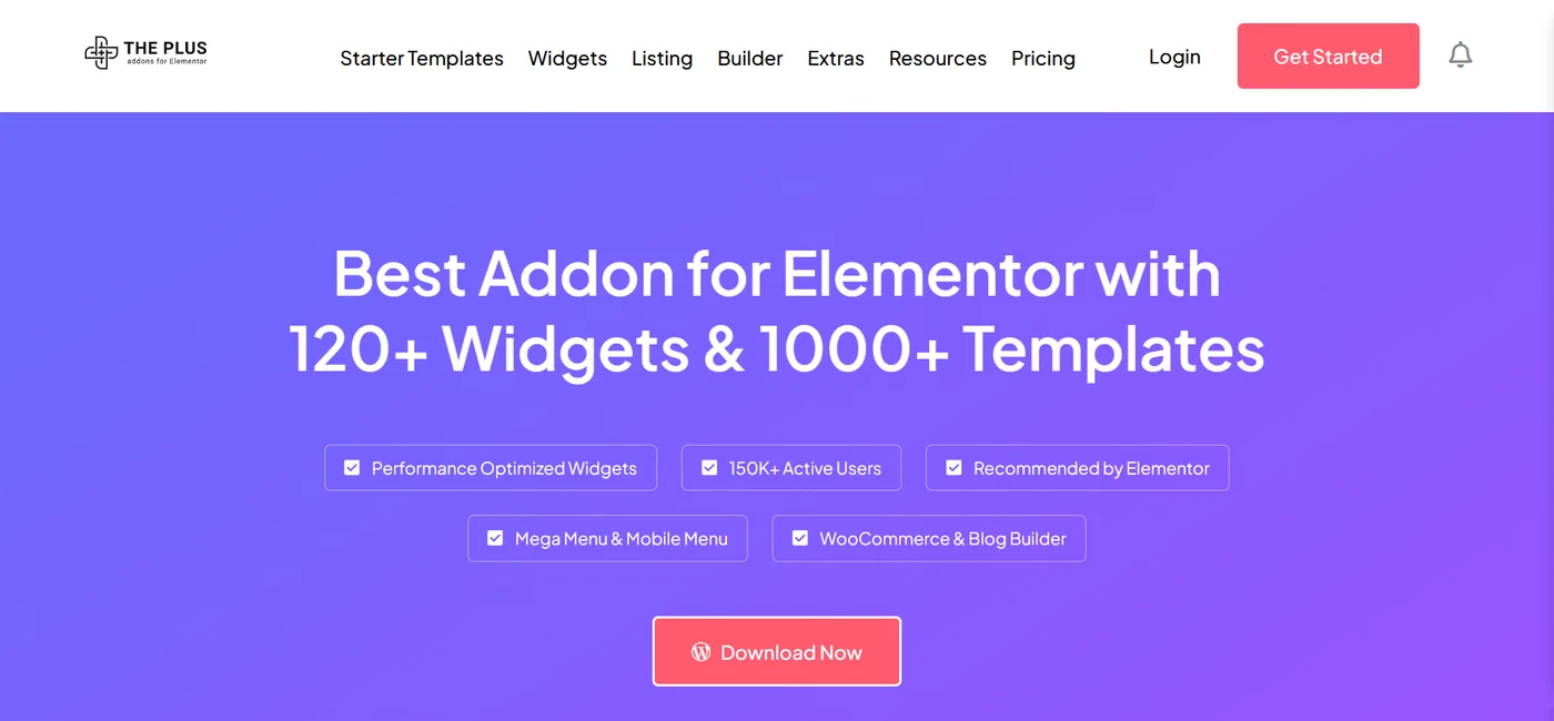 The Plus Addons for Elementor homepage
