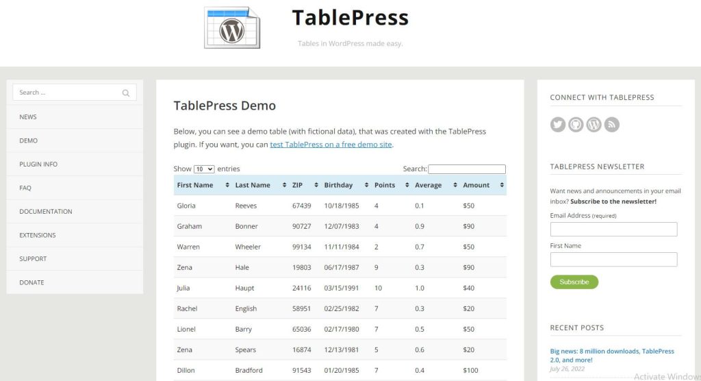 TablePress