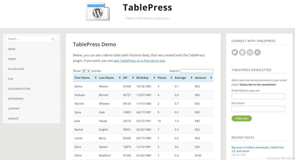 TablePress
