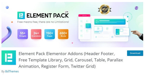 Element pack lite plugin profile image from WordPress repository
