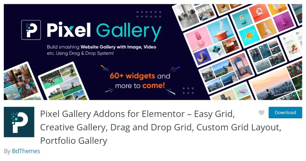 Pixel Gallery addon for Elementor