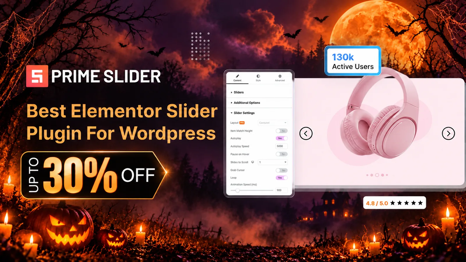 Prime Slider Halloween deal: up to 30% off, the best Elementor slider plugin