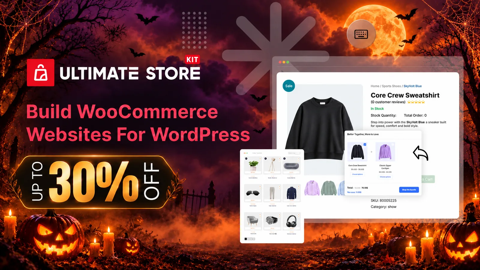 Ultimate Store Kit Halloween deal: up to 30% off, build WooCommerce websites for WordPress