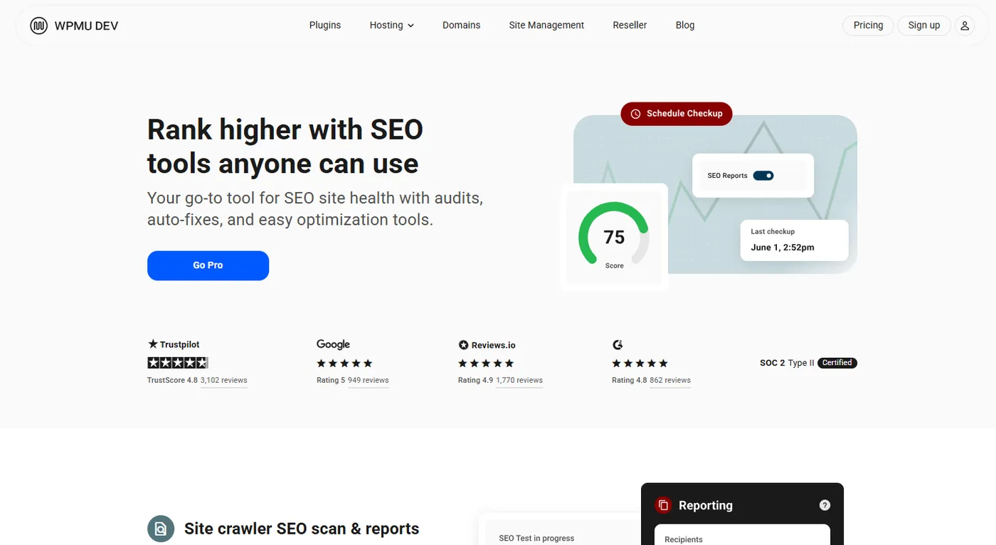 SmartCrawl SEO plugin dashboard