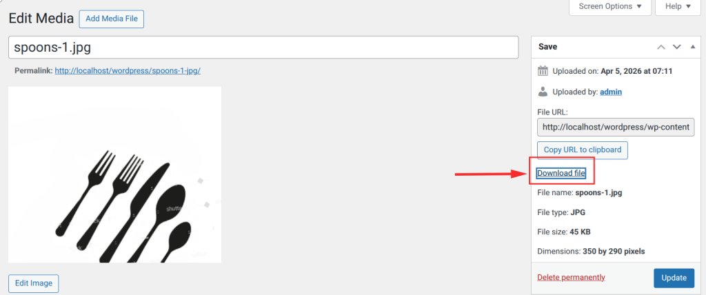 Copy the File URL