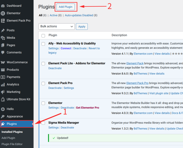 Go to Plugins in Your Dashboard