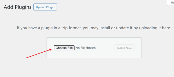 choose the file and find the plugin’s ZIP file choose the file and find the plugin’s ZIP file
