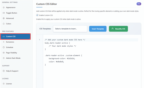 Custom CSS Options Custom CSS Options