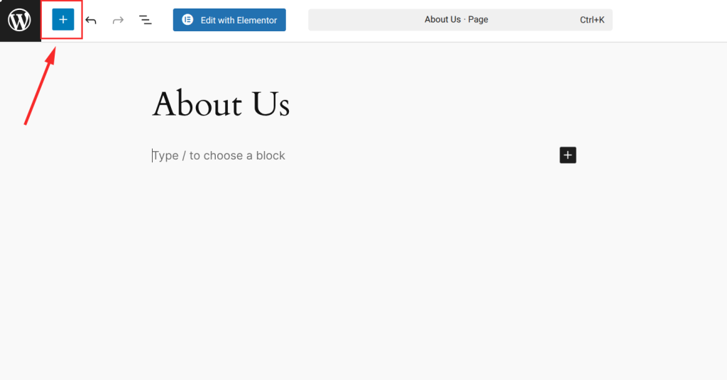 WordPress page editing interface screenshot