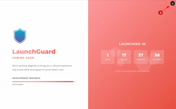 preview opens in a modal window showing how the template looks