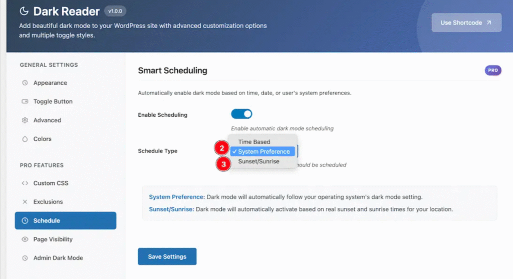 Set up automatic dark mode activation based on time or conditions Set up automatic dark mode activation based on time or conditions