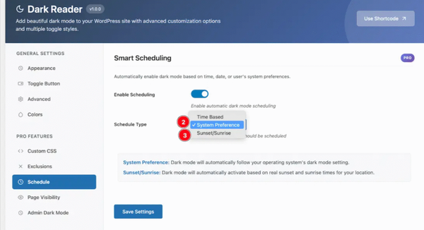 Set up automatic dark mode activation based on time or conditions Set up automatic dark mode activation based on time or conditions