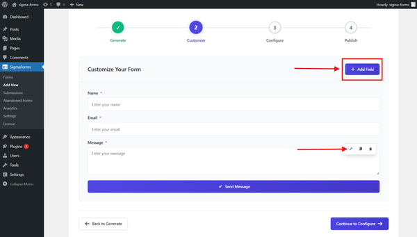Add Field button
