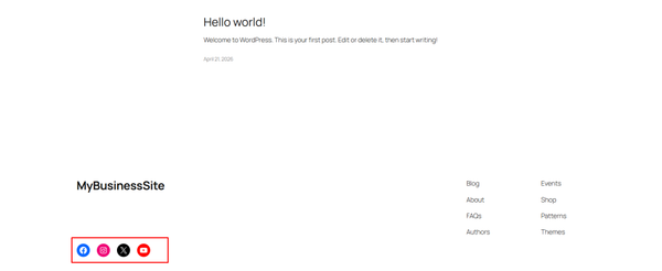 WordPress social icons block