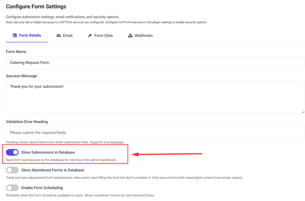 Store Submissions in Database