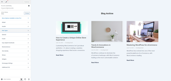 Customise the Blog Layout Customise the Blog Layout