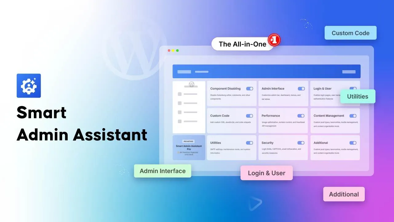 Smart Admin Assistant WordPress dashboard features