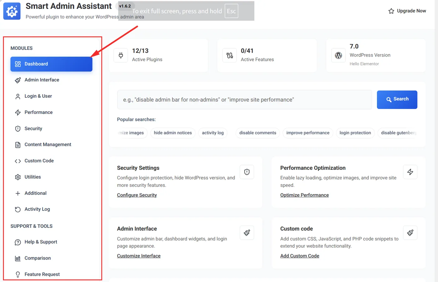 Smart Admin Assistant dashboard modules