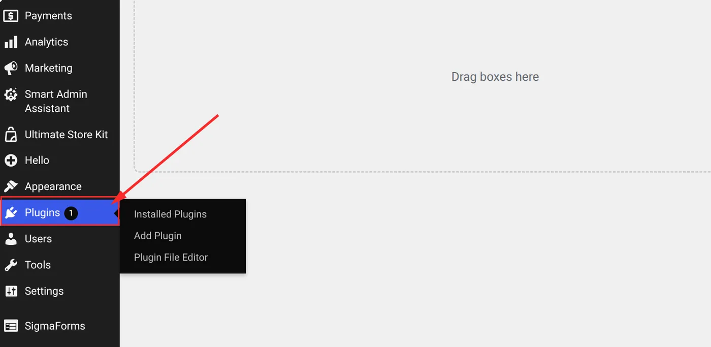 Plugins menu in the WordPress admin sidebar