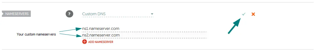 Saving custom nameserver entries with a confirmation check