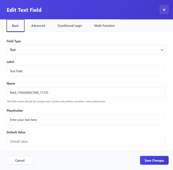 text field and set a Label