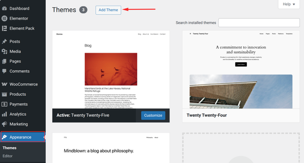 install your chosen theme