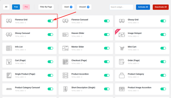 User interface with toggle options displayed