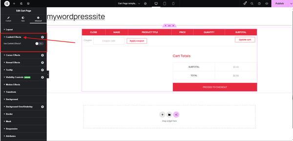 Editing a WordPress cart page layout