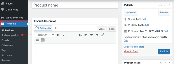 WooCommerce product editing interface