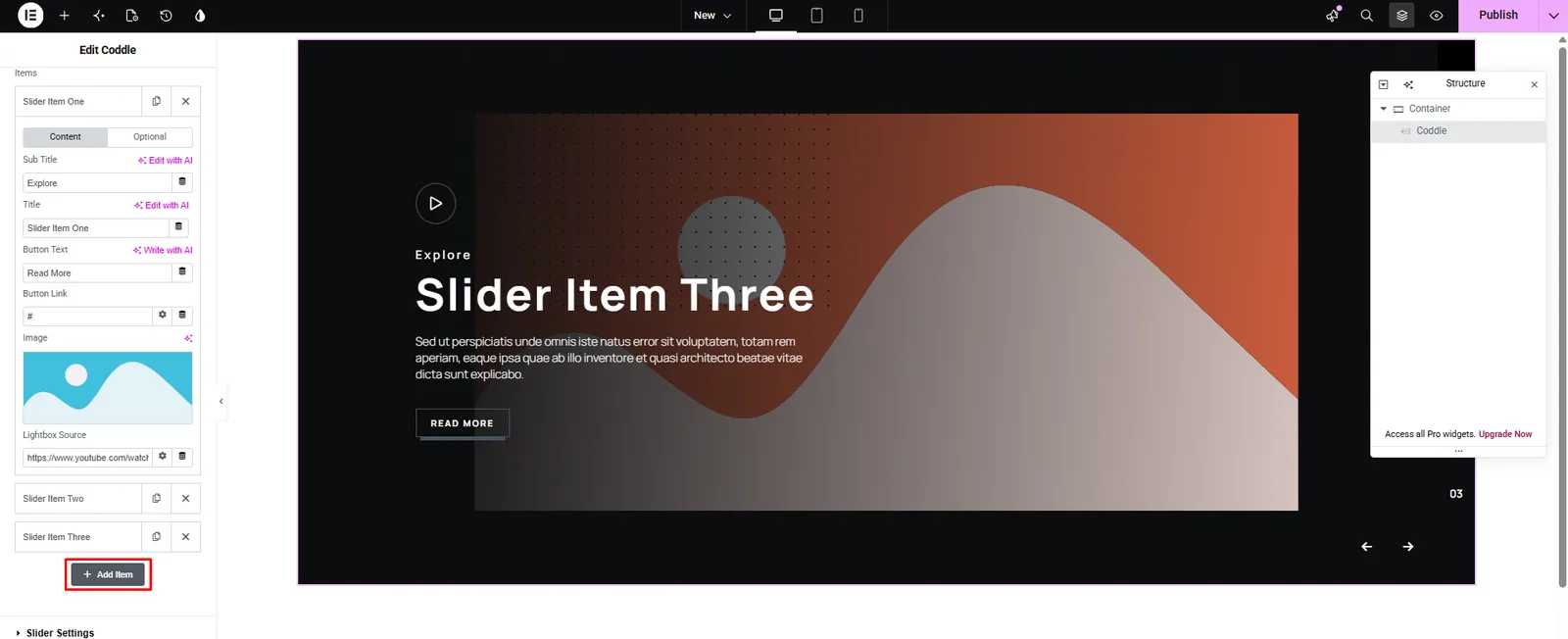 Configure slides in the Prime Slider Content tab