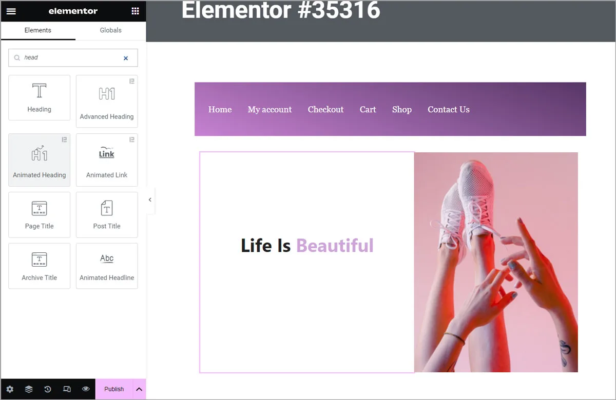 make header in one page website