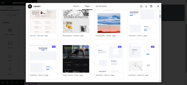 how to create a page with Elementor