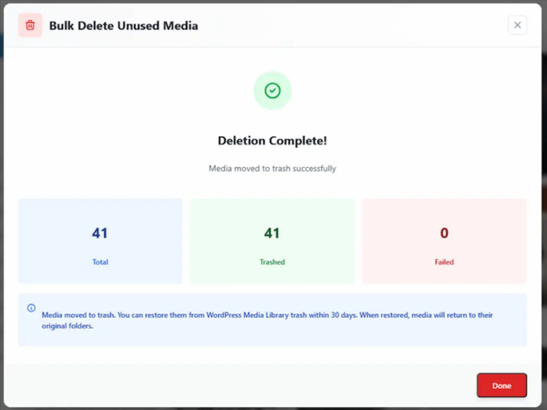 Bulk select unused media