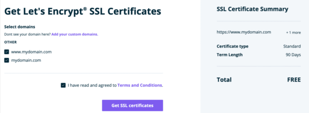 Choose to add a new SSL certificate Choose to add a new SSL certificate