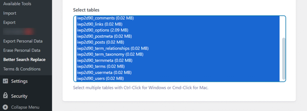 Select all tables