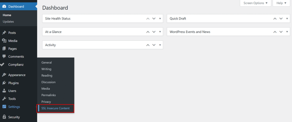 Go to Settings → SSL Insecure Content