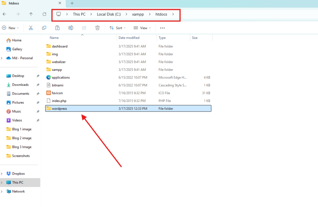 Image: Place WordPress Files in the Localhost Directory Image: Place WordPress Files in the Localhost Directory