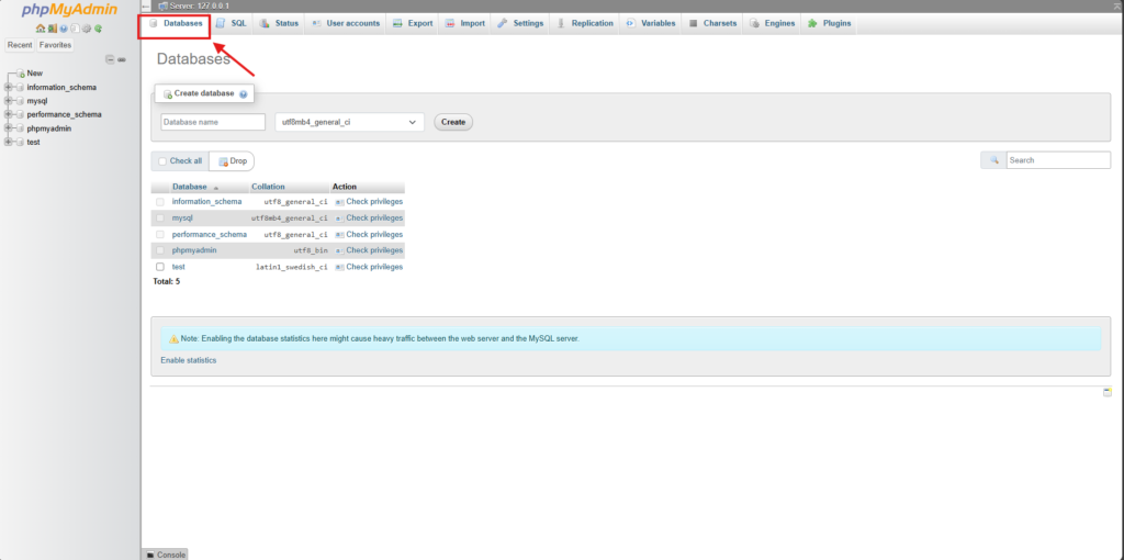 image: Navigate to Databases image: Navigate to Databases