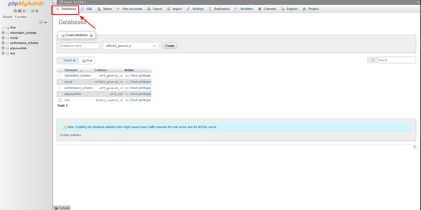 image: Navigate to Databases image: Navigate to Databases