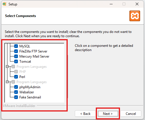 Image: Select Components (install WordPress on localhost) Image: Select Components (install WordPress on localhost)